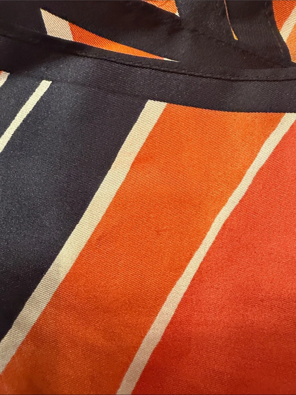 Banana Republic Orange & Black Striped Silk Scarf